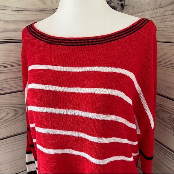 Express Red Striped Wide Neck Long Sweater Size XS - Picture 2 of 6